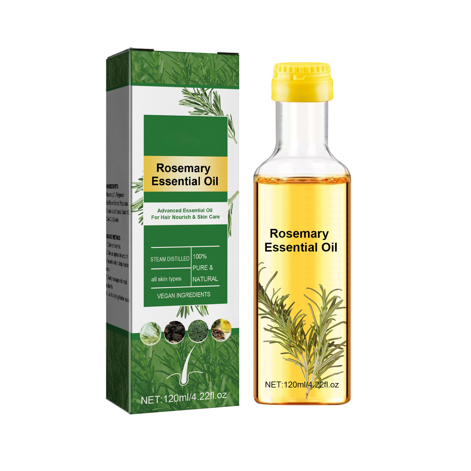 Hair Care Natural Ingredients - Huile essentielle de romarin pour la
